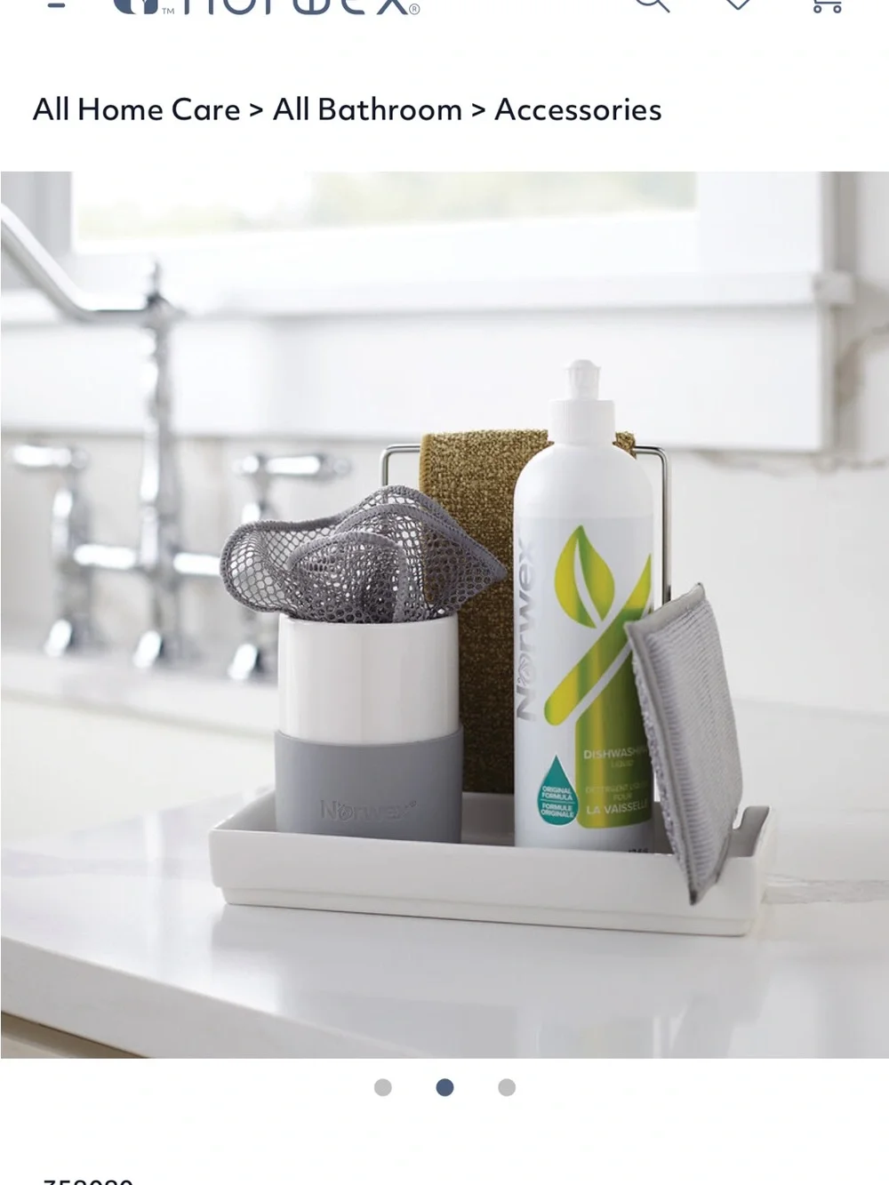 Norwex White and Gray Sink Caddy with Bottle and Sponge Holder